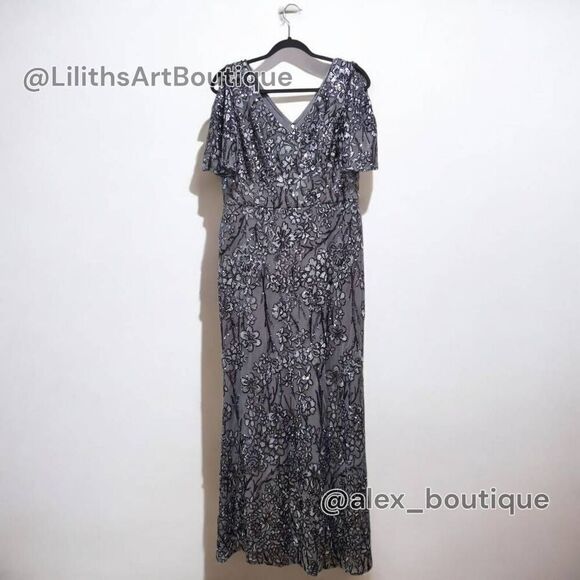 Alex Evening Cold Shoulder Sequin A-line Dress(C036)-Size 10 for Women - Picture 5 of 11